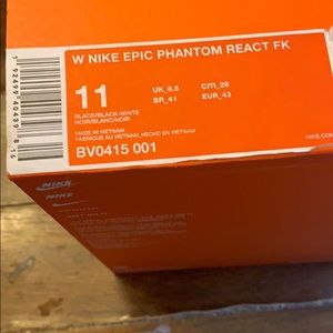 Brand new. Never worn. Nike Epic Phantom React FK